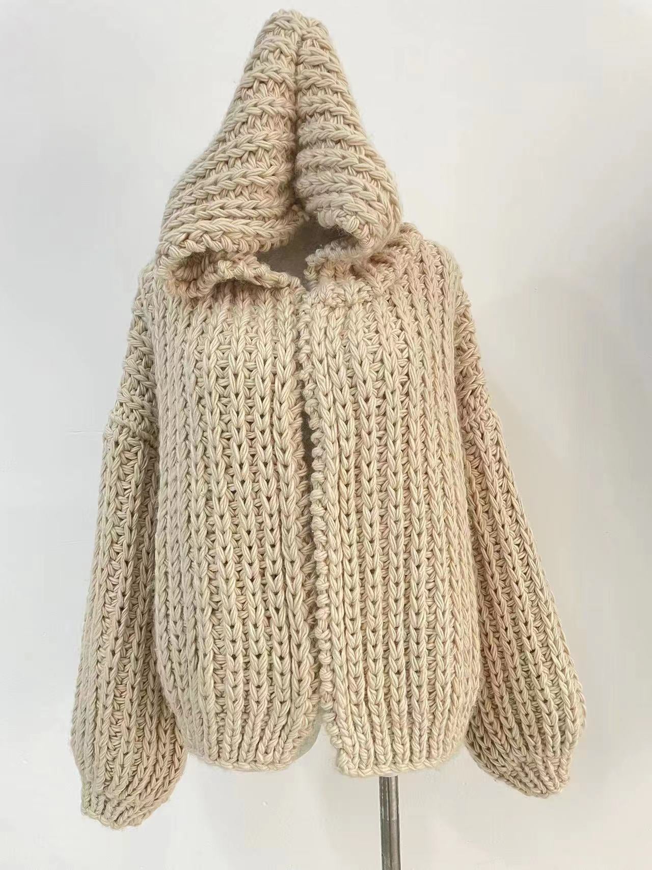 Chunky Knit Hooded Coat - Your Cozy Autumn & Winter Essential