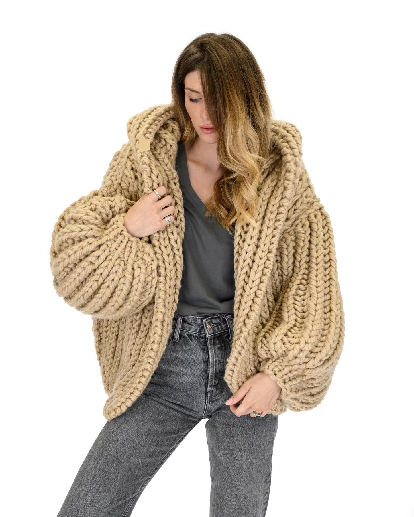 Chunky Knit Hooded Coat - Your Cozy Autumn & Winter Essential