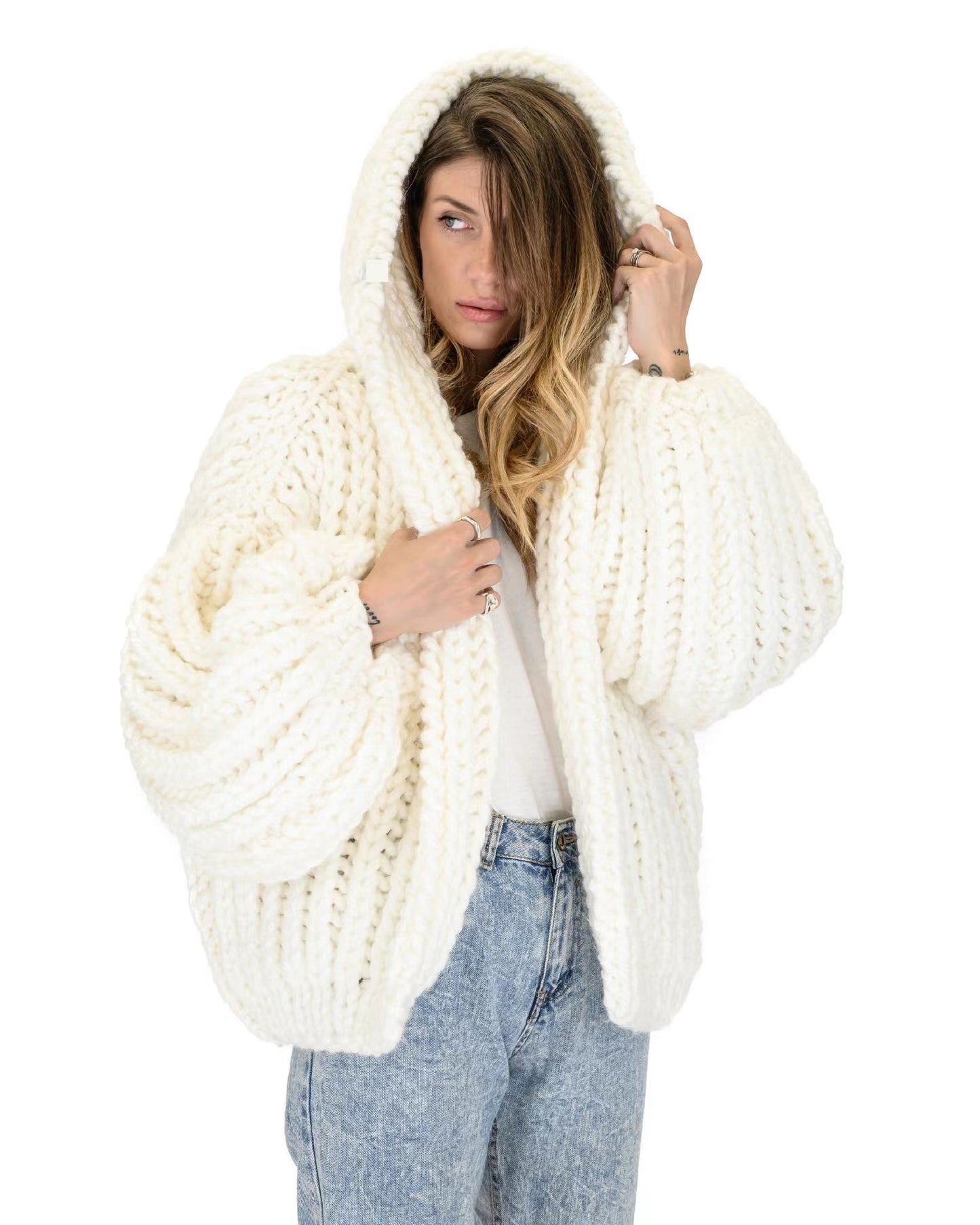 Chunky Knit Hooded Coat - Your Cozy Autumn & Winter Essential