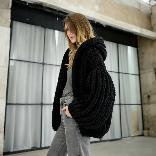 Chunky Knit Hooded Coat - Your Cozy Autumn & Winter Essential